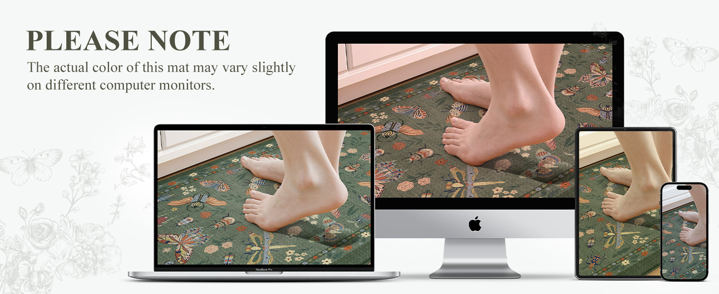 LEEVAN Anti Fatigue Mats for Kitchen Floor Non-Slip, Cushioned Kitchen Mats for Floor 2 Piece, Green Memory Foam Kitchen Mat Set, Waterproof Ergonomic Standing Mat for Bar, Office,Desk, Laundry