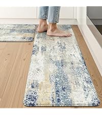 LEEVAN Anti Fatigue Mats for Kitchen Floor Non-Slip, Cushioned Kitchen Mats for Floor 2 Piece, Green Memory Foam Kitchen Mat Set, Waterproof Ergonomic Standing Mat for Bar, Office,Desk, Laundry