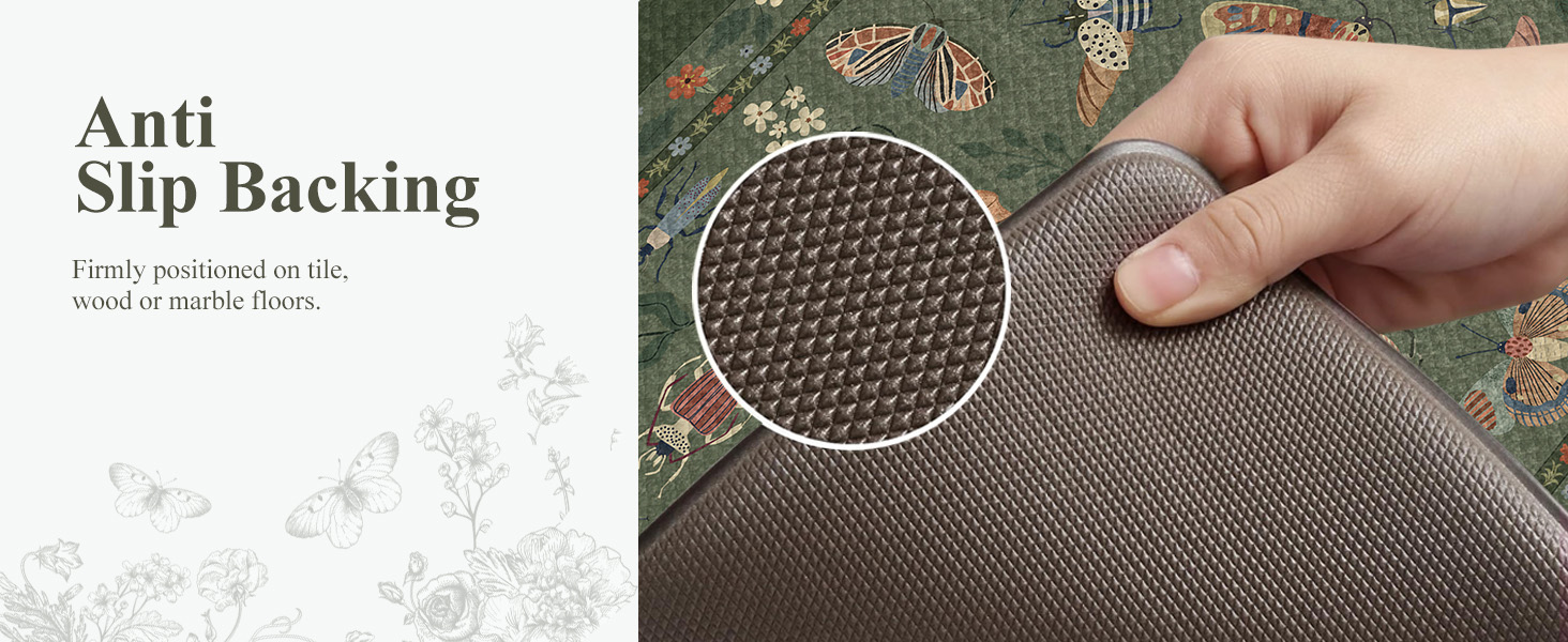 LEEVAN Anti Fatigue Mats for Kitchen Floor Non-Slip, Cushioned Kitchen Mats for Floor 2 Piece, Green Memory Foam Kitchen Mat Set, Waterproof Ergonomic Standing Mat for Bar, Office,Desk, Laundry