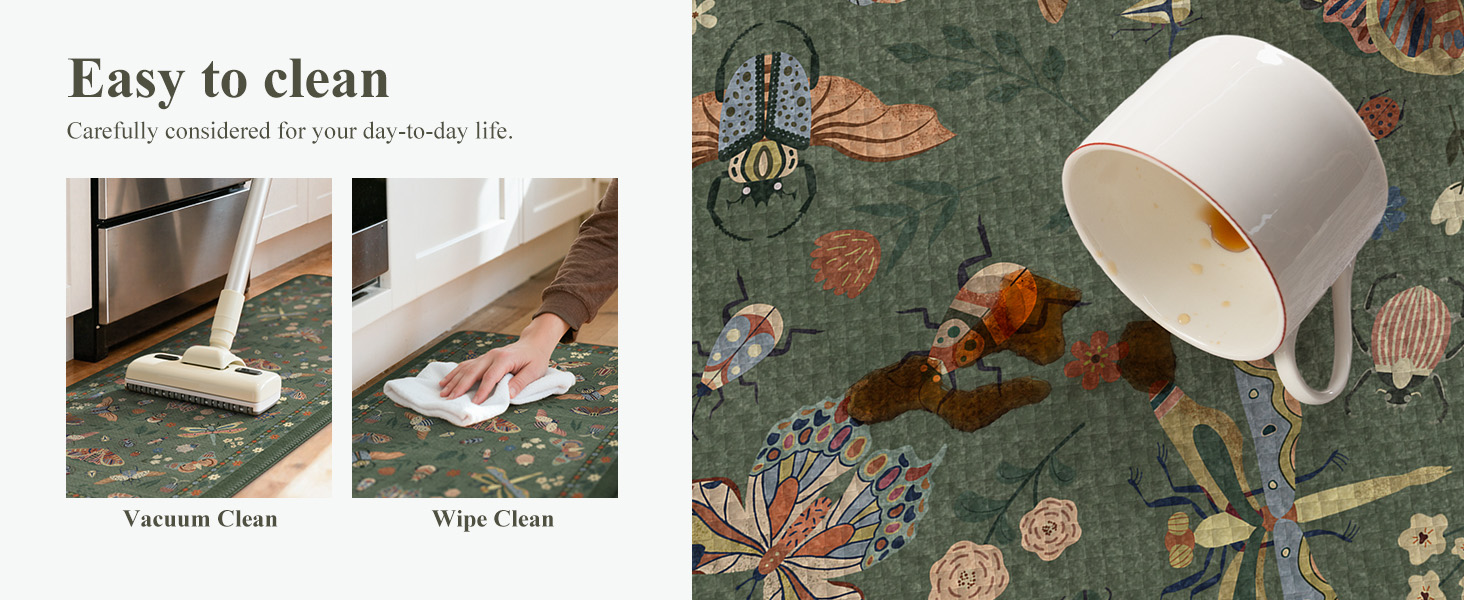 LEEVAN Anti Fatigue Mats for Kitchen Floor Non-Slip, Cushioned Kitchen Mats for Floor 2 Piece, Green Memory Foam Kitchen Mat Set, Waterproof Ergonomic Standing Mat for Bar, Office,Desk, Laundry