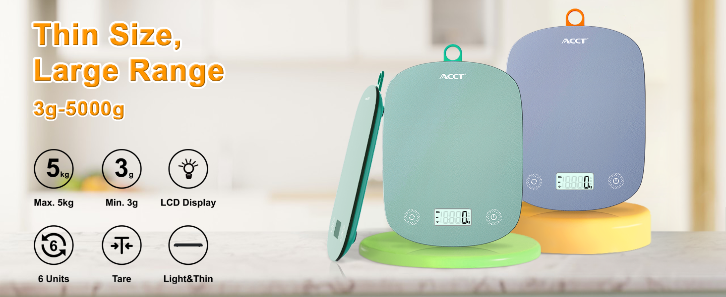 Digital Food Scale 11lb/0.1oz, Digital Kitchen Scale Weight in Grams & Oz, Cook Scale for Baking and Meal Prep, 6 Units with Tare Function, LCD Display (Purple)