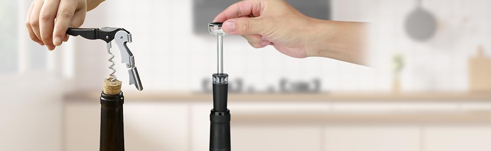 AIKARO - Electric Wine Aerator Pourer Rechargeable Automatic Decanter, with Corkscrew and Vacuum Stopper (Set)