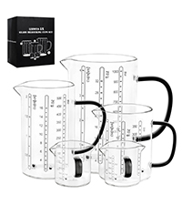 LIBWYS Glass Measuring Cup, 1000ml (32oz)+500ml (16oz) with Anti-slip Silicone Pad, Heat-resistant Borosilicate Glass Liquid Measuring Cup