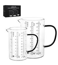 LIBWYS Glass Measuring Cup, 1000ml (32oz)+500ml (16oz) with Anti-slip Silicone Pad, Heat-resistant Borosilicate Glass Liquid Measuring Cup