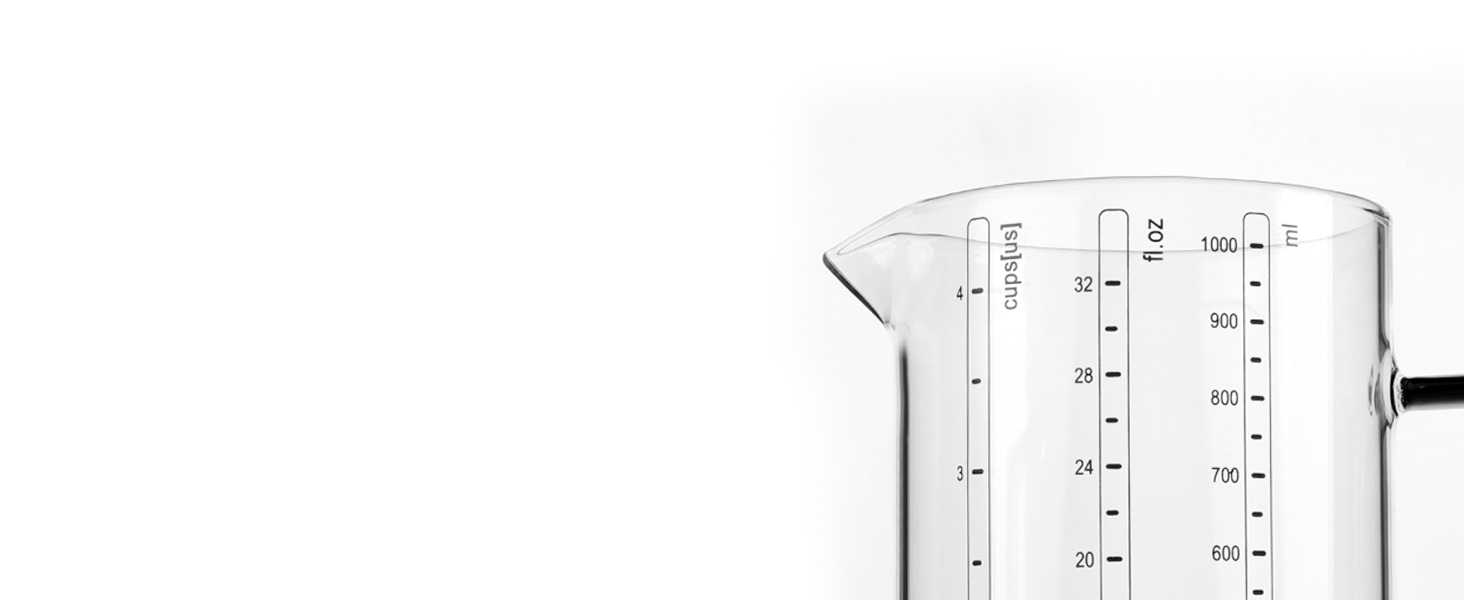 LIBWYS Glass Measuring Cup, 1000ml (32oz)+500ml (16oz) with Anti-slip Silicone Pad, Heat-resistant Borosilicate Glass Liquid Measuring Cup