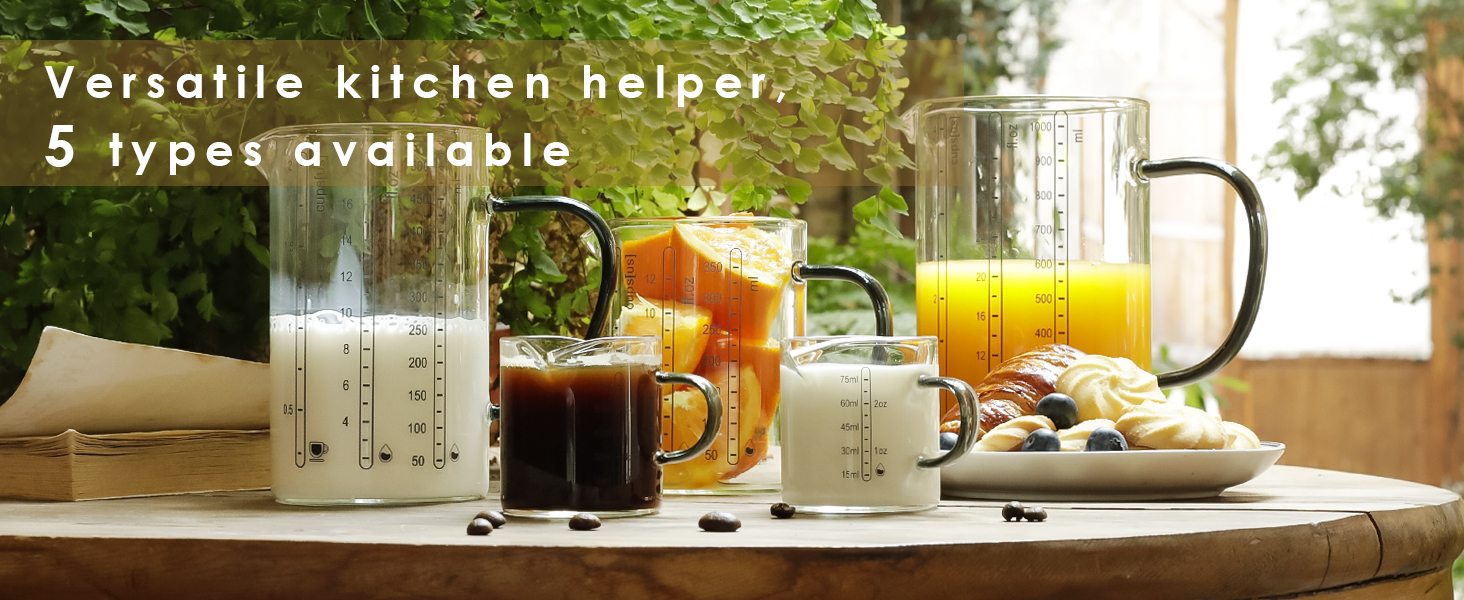 LIBWYS Glass Measuring Cup, 1000ml (32oz)+500ml (16oz) with Anti-slip Silicone Pad, Heat-resistant Borosilicate Glass Liquid Measuring Cup