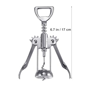 Plated Silver Wine Bottle Opener Manual Corkscrew Convenient Design Easy to Use Wine Opener for Home and Plating Construction