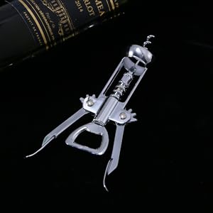 Plated Silver Wine Bottle Opener Manual Corkscrew Convenient Design Easy to Use Wine Opener for Home and Plating Construction