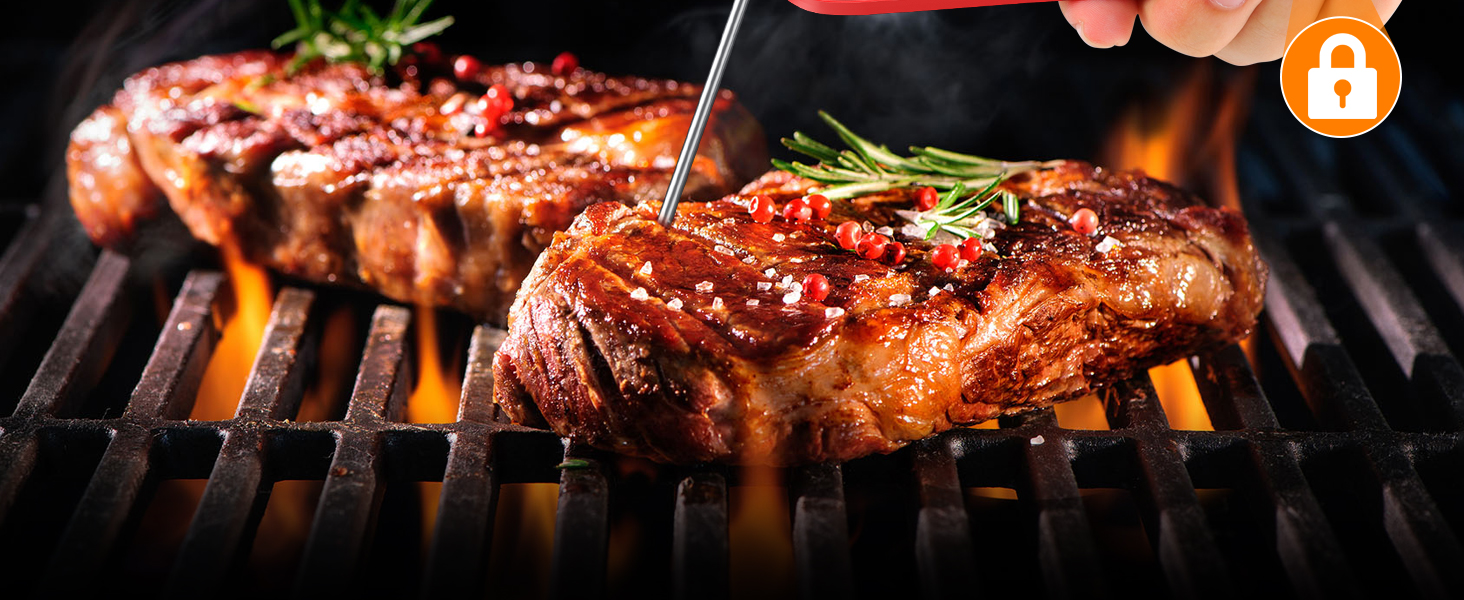 Instant Read Meat Thermometer Digital with Dual Probe, Food Thermometer for Cooking & Grilling, Large Backlit & Calibration, for Kitchen/Oven/Grill/Smoker/BBQ/Candy/Oil/Fry, Gifts for Men & Dad