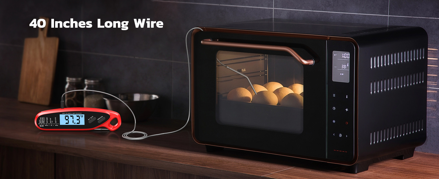 Instant Read Meat Thermometer Digital with Dual Probe, Food Thermometer for Cooking & Grilling, Large Backlit & Calibration, for Kitchen/Oven/Grill/Smoker/BBQ/Candy/Oil/Fry, Gifts for Men & Dad