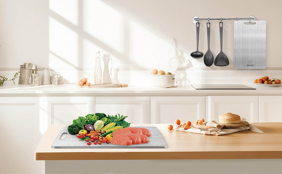 304 Stainless Steel Cutting Board, non toxic cutting boards for kitchen, Dishwasher Safe and Hygienic Heavy Duty Chopping Board for Meat Vegetable Fruit(15"x 11",13"x 9",10"x 6")