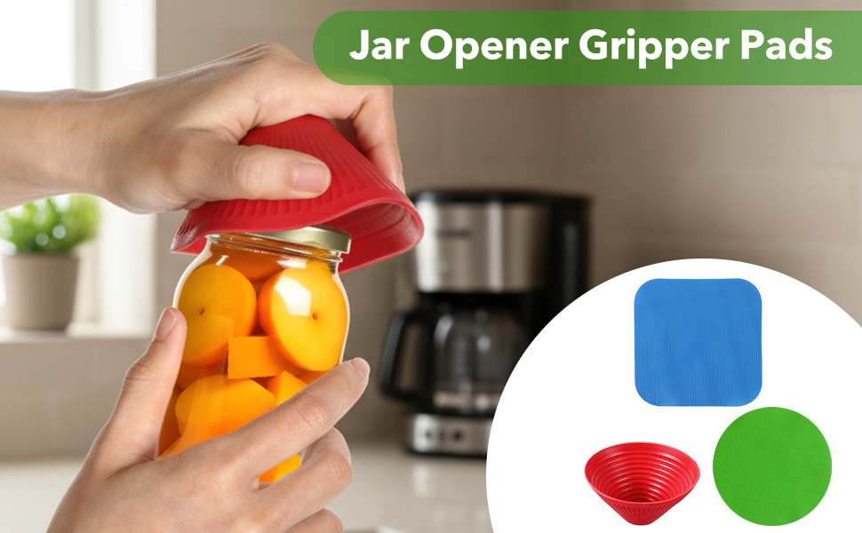 3PCs Rubber Jar Openers, Multi-Function Bottle Opener Gripper Pad for Seniors with Arthritis Weak Hands, Non-Slip Jar Grippers for Easy Opening Jars, Kitchen Easy Top Opener Tool