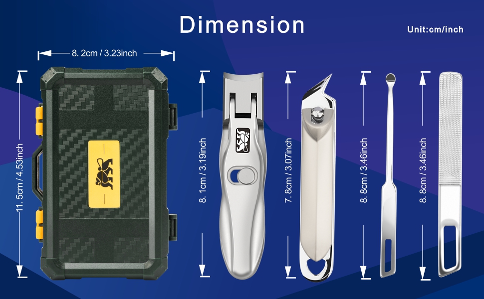 DIGNITY Nail Clippers for Men Women Seniors with Catcher and Safety Lock,Wide Jaw Opening,Thick Fingernail Toenail Clipper Set, Slanted Edge Nail Clippers,Ear Picker,Nail File,with Case,4 Pcs Set