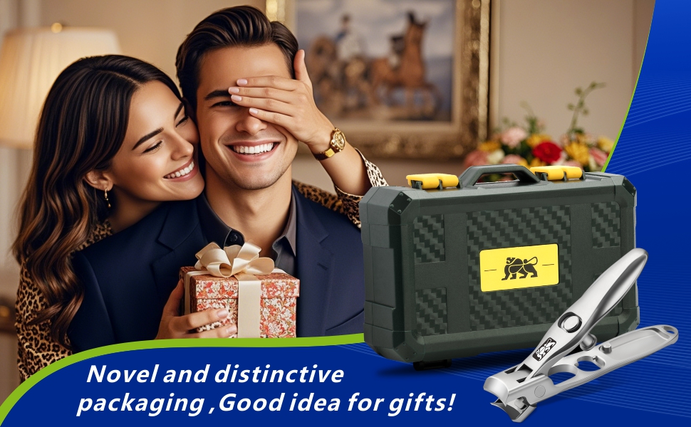 DIGNITY Nail Clippers for Men Women Seniors with Catcher and Safety Lock,Wide Jaw Opening,Thick Fingernail Toenail Clipper Set, Slanted Edge Nail Clippers,Ear Picker,Nail File,with Case,4 Pcs Set