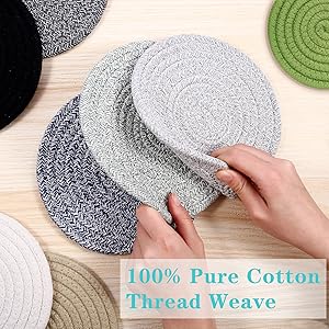 Trivets for Hot Dishes, Pots and Pans, Hot Pads with Storage Basket, Pot Holders for Kitchen, Heat Resistant Mat Protect Counter Home Essentials, Farmhouse Decor (Mix Brown 5 PCS)