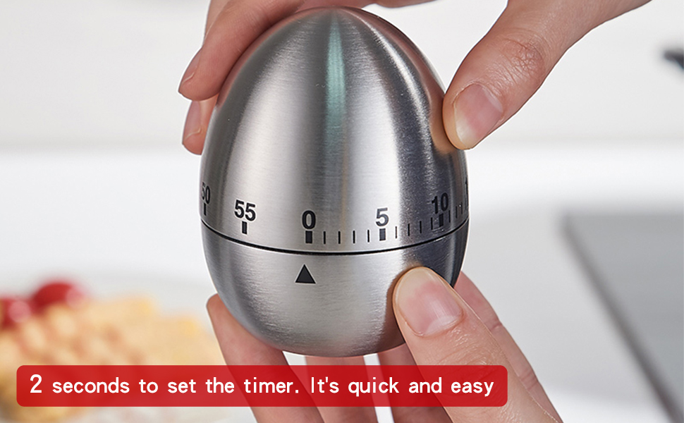 60 Minute Egg Timer, Kitchen Timers for Cooking, Wind Up Timer 0-60 Minutes, Timers for Classroom, Visual Timer for Kids, Mechanical Egg Shape Timer for Saunas and Hard Boiled Eggs (Egg Shape)