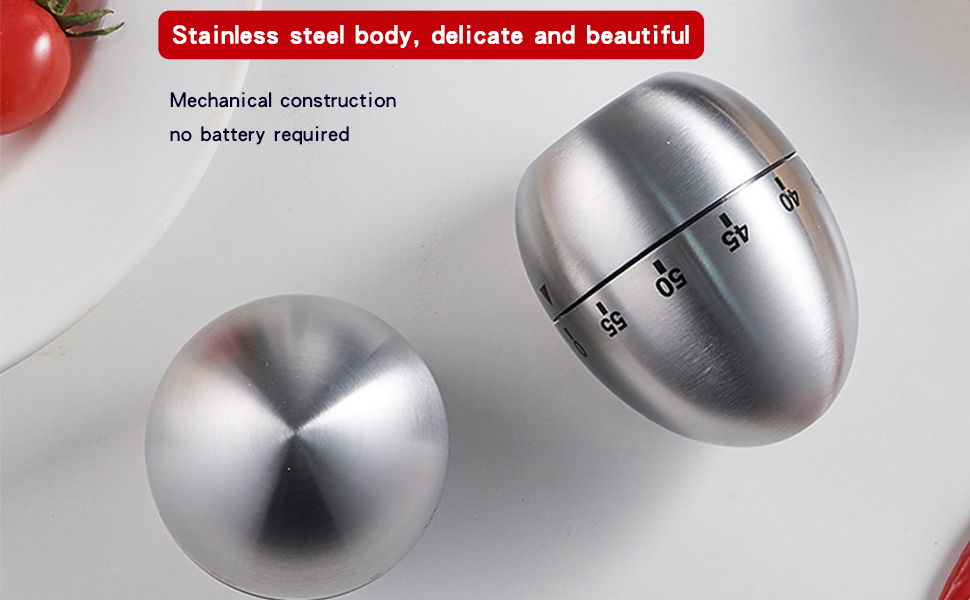 60 Minute Egg Timer, Kitchen Timers for Cooking, Wind Up Timer 0-60 Minutes, Timers for Classroom, Visual Timer for Kids, Mechanical Egg Shape Timer for Saunas and Hard Boiled Eggs (Egg Shape)