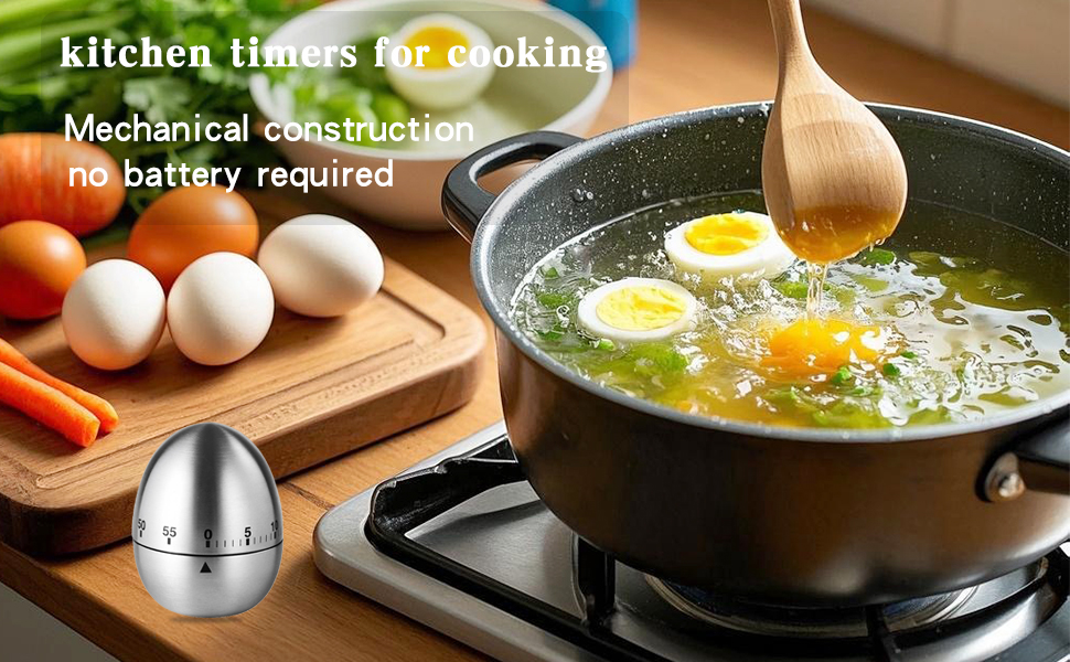 60 Minute Egg Timer, Kitchen Timers for Cooking, Wind Up Timer 0-60 Minutes, Timers for Classroom, Visual Timer for Kids, Mechanical Egg Shape Timer for Saunas and Hard Boiled Eggs (Egg Shape)