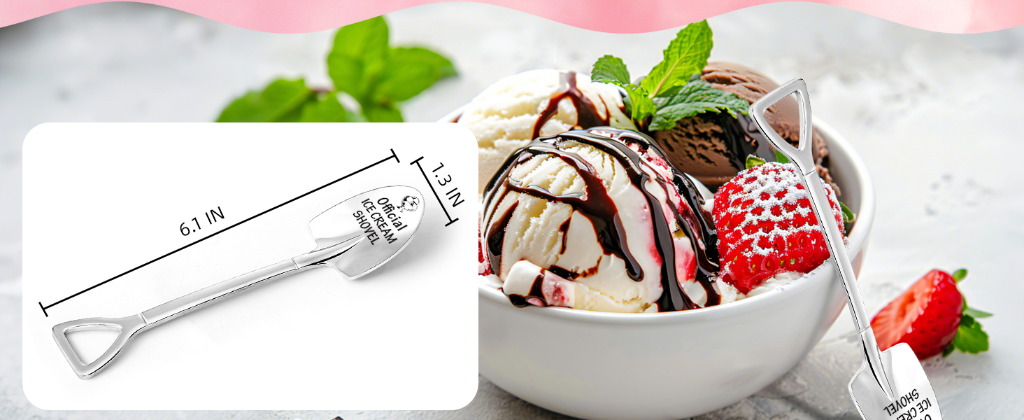 Ice Cream Lovers Engraved Spoon Birthday Easter Gifts for Women Friends Sister Brother Daughter Son, Valentines Gifts for Couple Husband Wife -Official Ice Cream Shovel Scoop