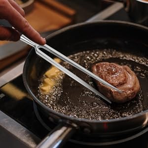 PRETYZOOM Stainless Steel Carving Fork 11.81 Inch Ergonomic Handle Meat Fork for Serving Steak Bbq Picnic Home Restaurant Kitchen Tool