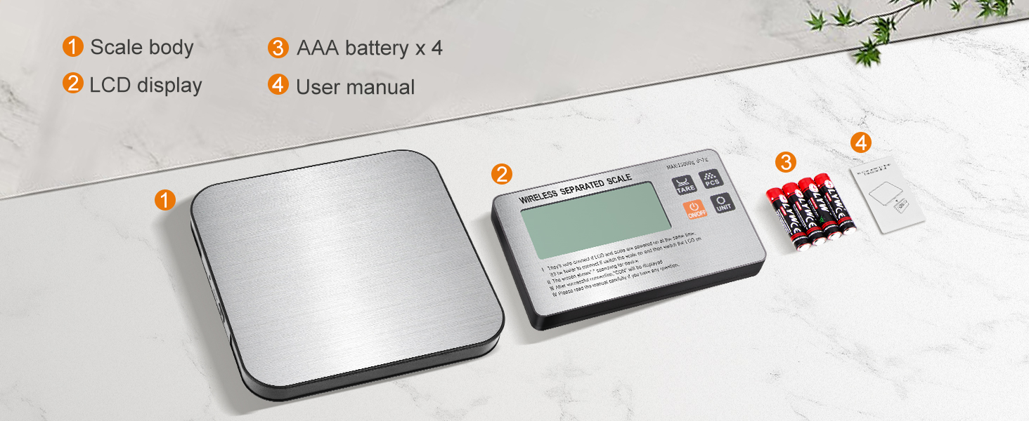 Food Scale- Wireless Separated, 33 lb Digital Kitchen Split Scales Weight Grams and Ounces for Baking Cooking and Meal Prep, LCD Display, 7 Units with Tare Function (Batteries Included)