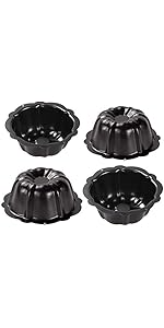 Webake 4 Inch Silicone Mini Fluted Cake Pan Set of 6, Nonstick BPA Free Fluted Tube Cake Pans for Baking, Muffins, Cupcakes