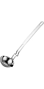 316 Stainless Steel Fat Separator Ladle with Z-Hook, Gravy Separator & Skimmer Spoon for Cooking, Hanging Soup Ladle for Kitchen, Oil Strainer and Grease Skimmer
