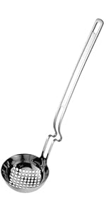 316 Stainless Steel Fat Separator Ladle with Z-Hook, Gravy Separator & Skimmer Spoon for Cooking, Hanging Soup Ladle for Kitchen, Oil Strainer and Grease Skimmer