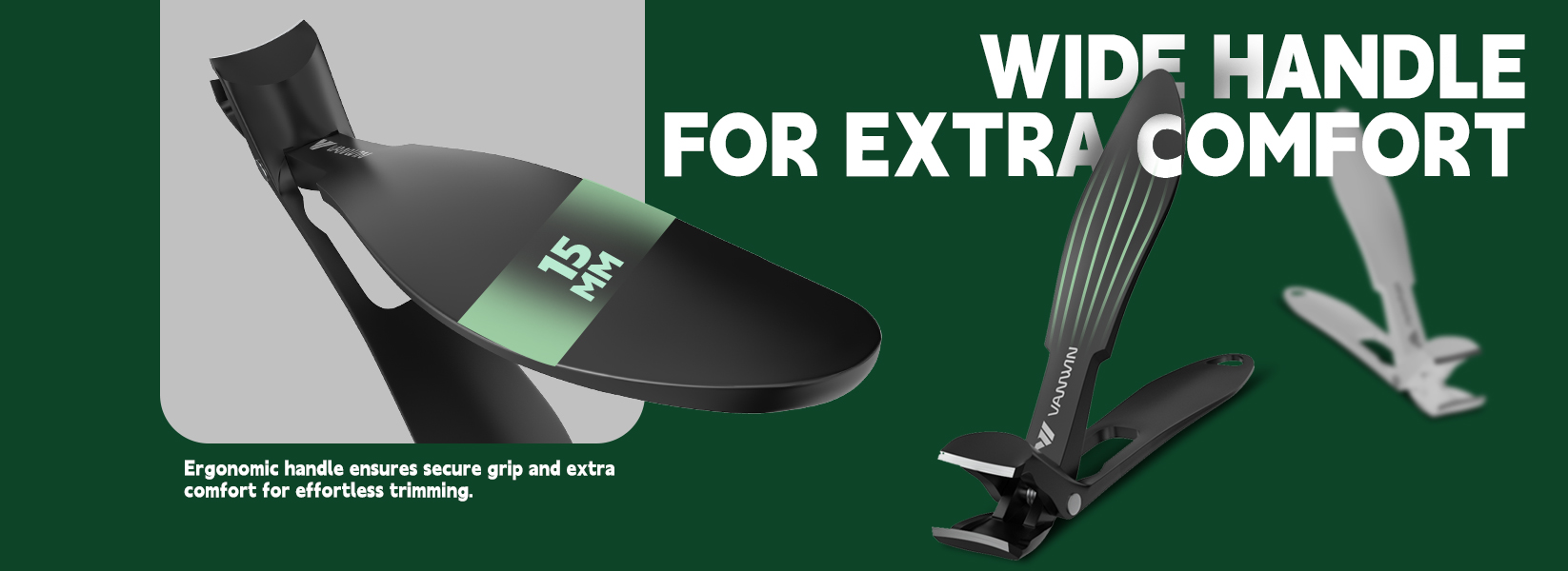 Toenail Clippers for Seniors Thick Toenails, Angled Head Large Toe Nail Clippers for Men with Wide Jaw Opening, Sharp Heavy Duty Fingernail Clipper with Catcher Nail Cutter Long Handle Black