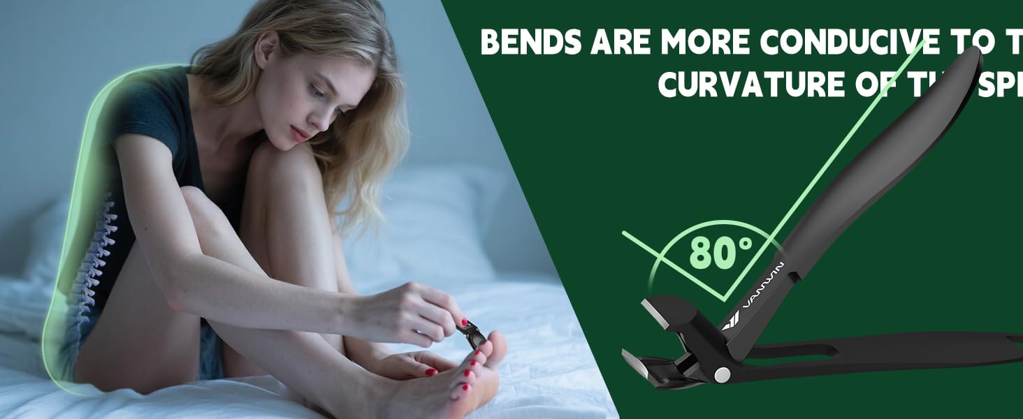 Toenail Clippers for Seniors Thick Toenails, Angled Head Large Toe Nail Clippers for Men with Wide Jaw Opening, Sharp Heavy Duty Fingernail Clipper with Catcher Nail Cutter Long Handle Black