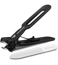Toenail Clippers for Seniors Thick Toenails, Angled Head Large Toe Nail Clippers for Men with Wide Jaw Opening, Sharp Heavy Duty Fingernail Clipper with Catcher Nail Cutter Long Handle Black