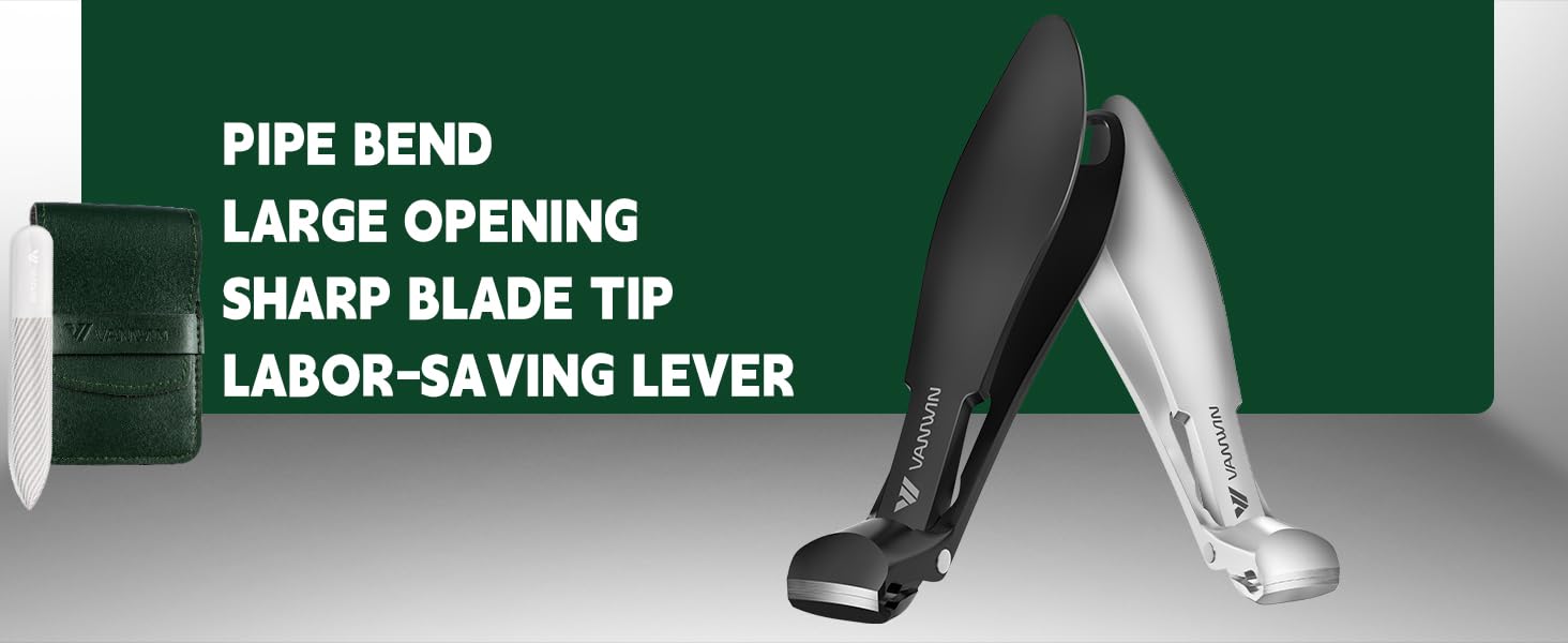 Toenail Clippers for Seniors Thick Toenails, Angled Head Large Toe Nail Clippers for Men with Wide Jaw Opening, Sharp Heavy Duty Fingernail Clipper with Catcher Nail Cutter Long Handle Black