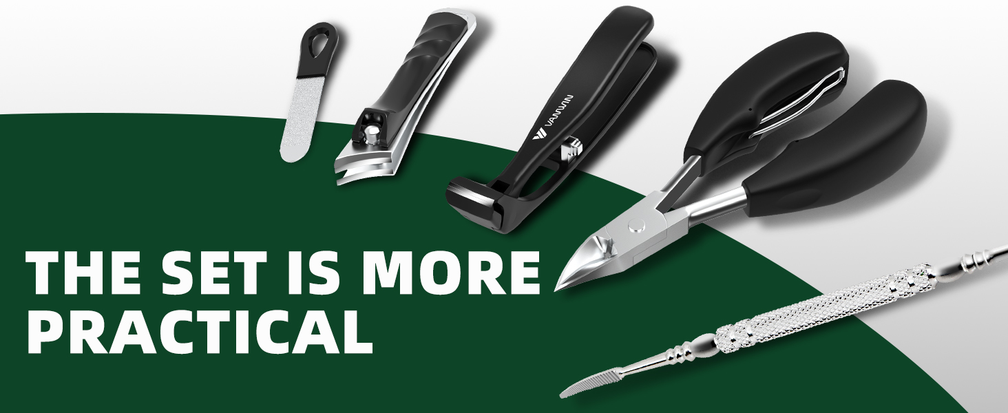 Toenail Clippers for Thick Toenails for Seniors, Heavy Duty Wide Jaw Large Toe Nail Clippers for Thick Nails for Men, Angled Head & 45° Sharp Slanted Ingrown Toenail Clippers Set Black