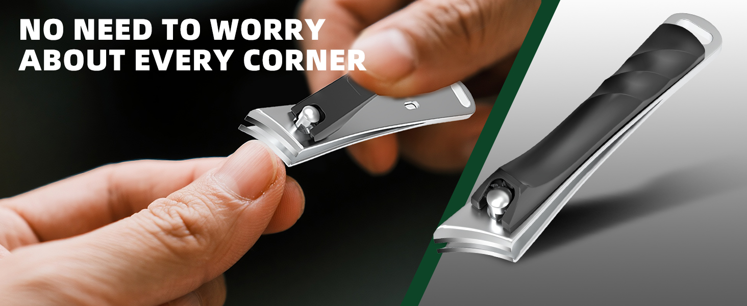 Toenail Clippers for Thick Toenails for Seniors, Heavy Duty Wide Jaw Large Toe Nail Clippers for Thick Nails for Men, Angled Head & 45° Sharp Slanted Ingrown Toenail Clippers Set Black