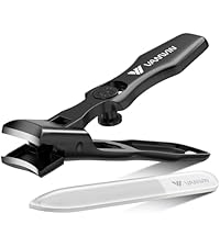 Toenail Clippers for Thick Toenails for Seniors, Heavy Duty Wide Jaw Large Toe Nail Clippers for Thick Nails for Men, Angled Head & 45° Sharp Slanted Ingrown Toenail Clippers Set Black