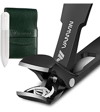 Toenail Clippers for Thick Toenails for Seniors, Heavy Duty Wide Jaw Large Toe Nail Clippers for Thick Nails for Men, Angled Head & 45° Sharp Slanted Ingrown Toenail Clippers Set Black