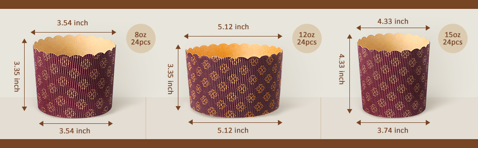 24 Pcs Easter Bread Mold, Corrugated Paper Baking Molds, Round Paper Form for Cakes Panettone Pan Kitchen Muffin Cupcake Kulich Paska, Brown (12 oz)
