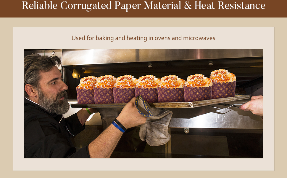 24 Pcs Easter Bread Mold, Corrugated Paper Baking Molds, Round Paper Form for Cakes Panettone Pan Kitchen Muffin Cupcake Kulich Paska, Brown (12 oz)