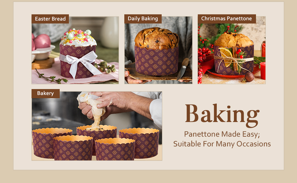 24 Pcs Easter Bread Mold, Corrugated Paper Baking Molds, Round Paper Form for Cakes Panettone Pan Kitchen Muffin Cupcake Kulich Paska, Brown (12 oz)