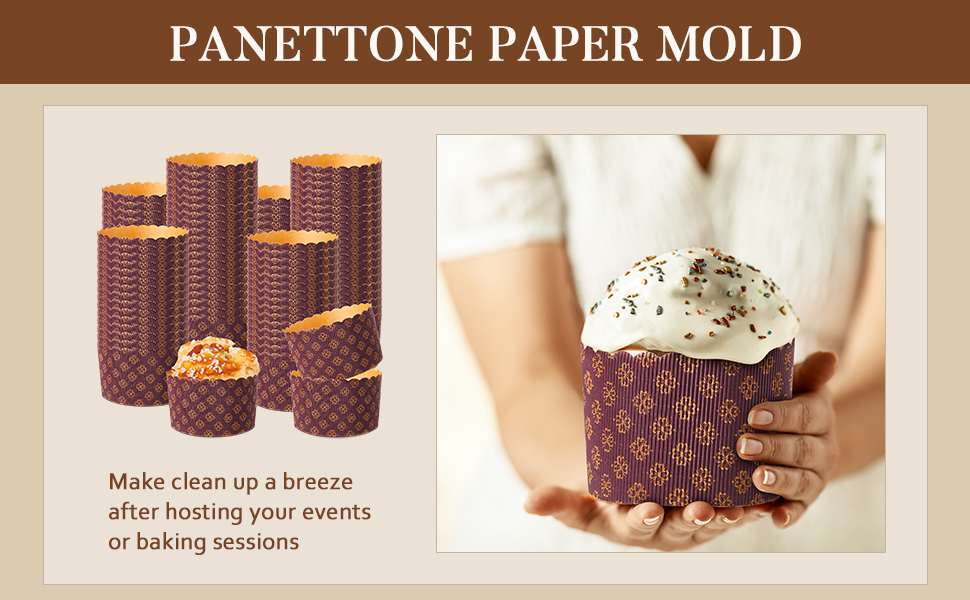 24 Pcs Easter Bread Mold, Corrugated Paper Baking Molds, Round Paper Form for Cakes Panettone Pan Kitchen Muffin Cupcake Kulich Paska, Brown (12 oz)