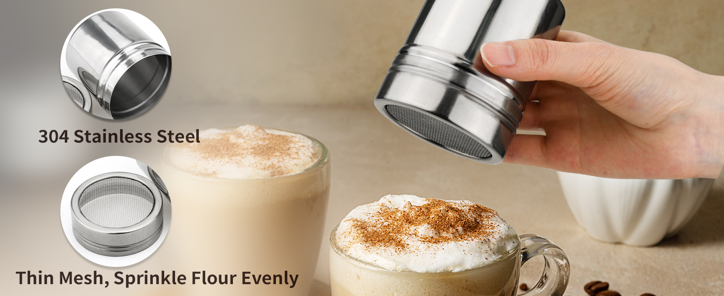 Flour Sifter, Sifter for Baking with Flour and Powdered Sugar Shaker Duster Set, 3 Cup 3 in 1 Stainless Steel Double Layer Fine Mesh Sifter for Cakes, Pastries, Pies, Cupcakes and Desserts