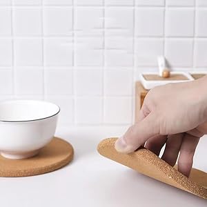 4 Pcs Cork Trivets for Hot Dishes,Placemats Hot Pads for Kitchen Table & Countertop,Heat Resistant Multifunctional Cork Board (6.3inch)