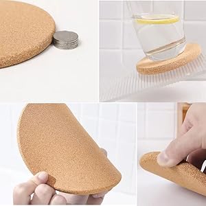 4 Pcs Cork Trivets for Hot Dishes,Placemats Hot Pads for Kitchen Table & Countertop,Heat Resistant Multifunctional Cork Board (6.3inch)
