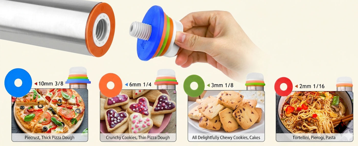 Adjustable Rolling Pin 19 Baking Tool Set and Silicone Baking Pastry Mat Set,Thickness Rings,Stainless Steel Dough Roller Rolling Pins for Baking Dough, Pizza, Pie, Pastrie(Red Mat)