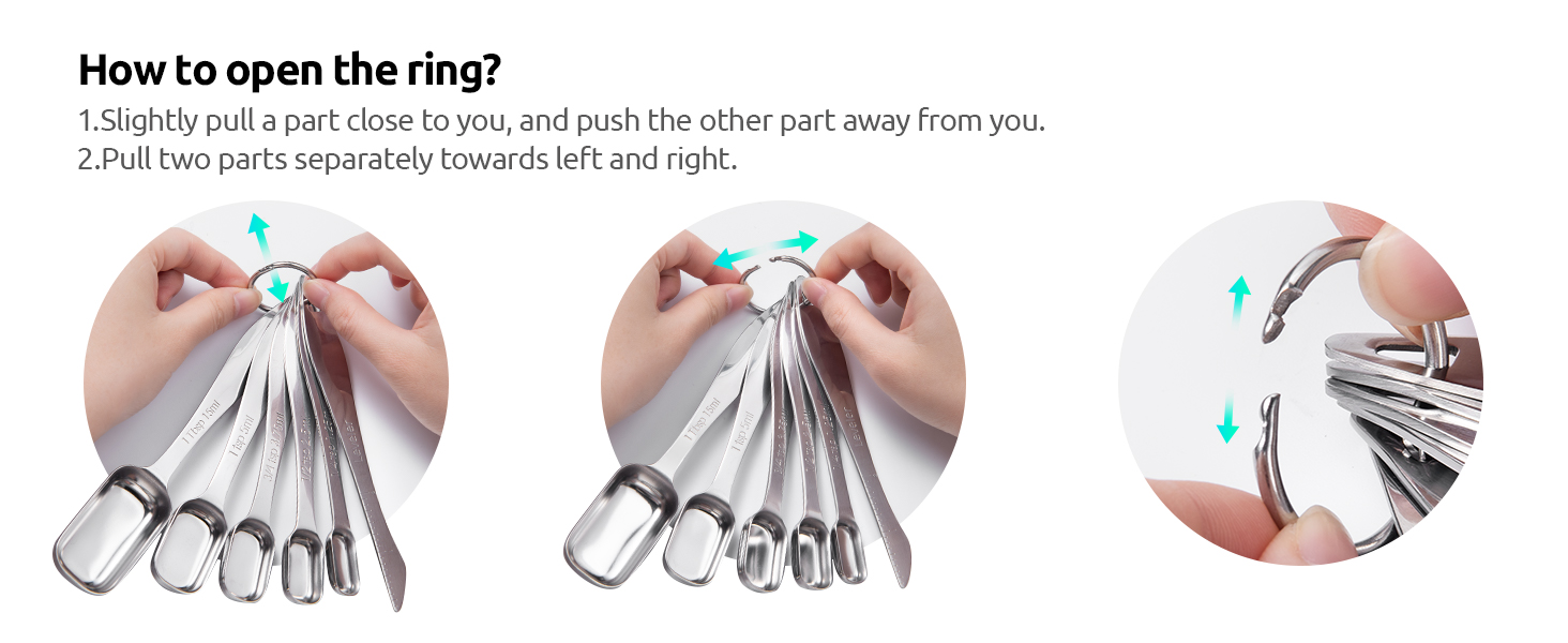 U-Taste Narrow Square Measuring Spoons: 18/8 Stainless Steel Kitchen Measure Teaspoon Tablespoon with Leveler, Polygon Rectangular Metal Jar Scoop for Baking Cooking, Coffee, Spice, Powder (Set of 7)