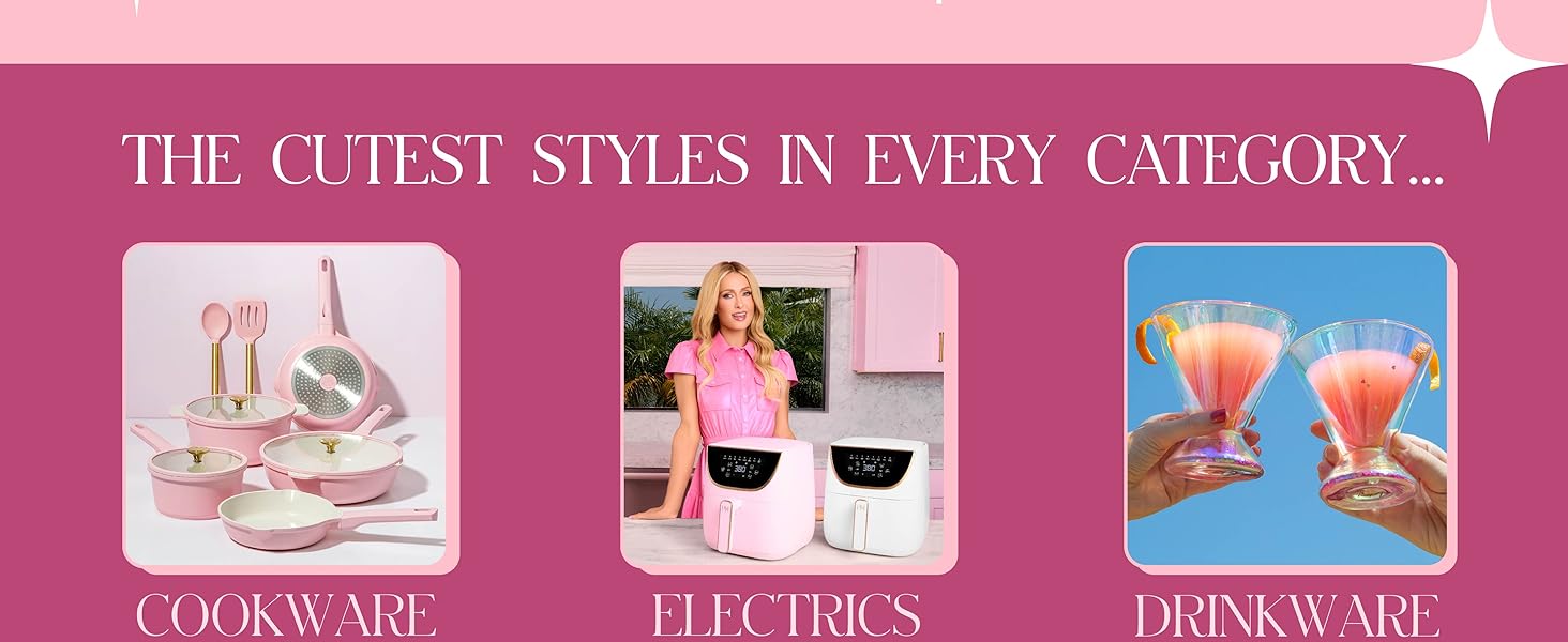 Paris Hilton All Purpose Kitchen Shears, Premium Stainless Steel Blades with Ergonomic Soft Grip Handles, 2-Piece Set, Pink