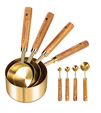 GuDoQi 15pcs Gold Magnetic Measuring Spoons and Cups Set, Stainless Steel 8 Dual Sided Magnetic Measuring Spoons set with Leveler, 7 Cups, Measurement for Liquid and Dry Ingredients for Kitchen