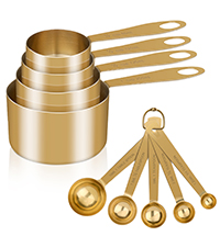 GuDoQi 15pcs Gold Magnetic Measuring Spoons and Cups Set, Stainless Steel 8 Dual Sided Magnetic Measuring Spoons set with Leveler, 7 Cups, Measurement for Liquid and Dry Ingredients for Kitchen