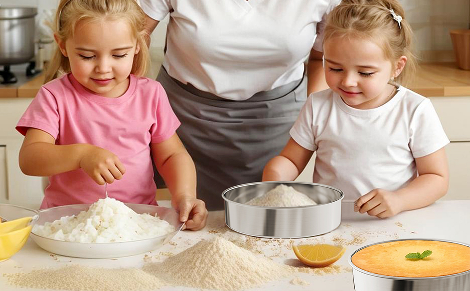 8 Inch Cake Pan Set of 2, Nonstick Stainless Steel Round Layer Cake Baking Pans with 100PCS Parchment Papers, Circle Cake Pan Tins for Birthday Christmas, Non-Toxic & Healthy, Dishwasher Safe