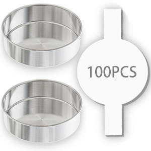 8 Inch Cake Pan Set of 2, Nonstick Stainless Steel Round Layer Cake Baking Pans with 100PCS Parchment Papers, Circle Cake Pan Tins for Birthday Christmas, Non-Toxic & Healthy, Dishwasher Safe